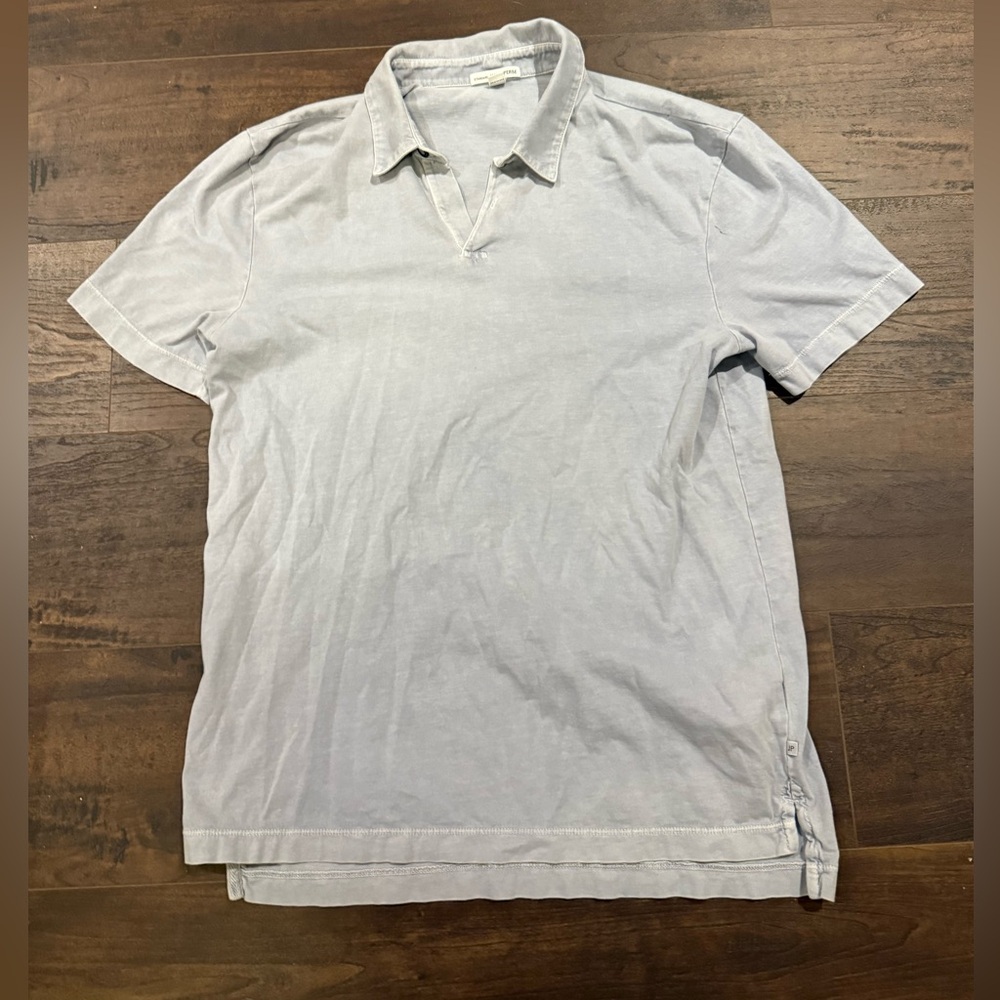 James Perse Basic Distressed Grey Size 1 Polo Shi… - image 1